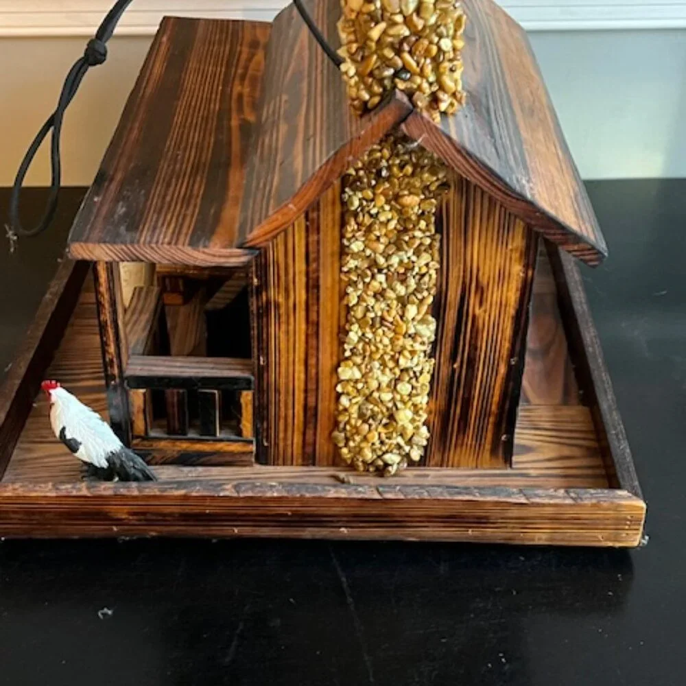 Solid Wood Hand Made Bird House / Cabin with wrap around porch 13
